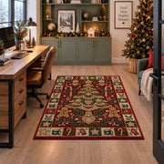 Gingerbread Christmas Tree Christmas area rug in a home office beside a desk