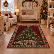 Christmas Tree with Gift Boxes Christmas area rug in a nursery with a crib