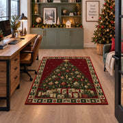Christmas Tree with Gift Boxes Christmas area rug in a home office beside a desk
