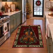 Violin with Holly Berries Christmas area rug in a holiday kitchen
