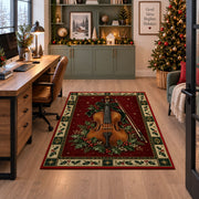 Violin with Holly Berries Christmas area rug in a home office beside a desk