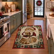 Ginger Cat in Santa Coat Christmas area rug in a holiday kitchen