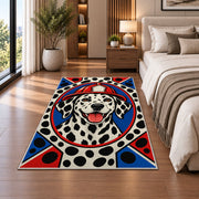 Dalmatian Firefighter Portrait firefighter rug in a bedroom beside the bed