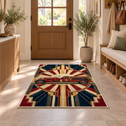 Art Deco Fire Engine firefighter rug in an entryway