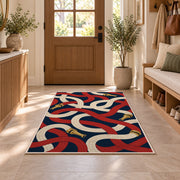 Looping Fire Hoses firefighter rug in an entryway