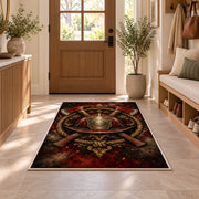 Ember Helmet and Axes Crest firefighter rug in an entryway