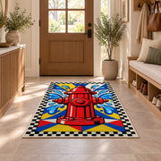 Pop Art Fire Hydrant firefighter rug in an entryway