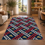 Fire Ladder Pattern firefighter rug in a home office beside a desk