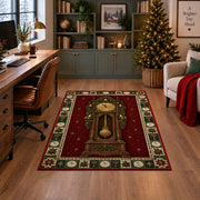 Grandfather Clock with Garland Christmas area rug in a home office with a Christmas tree