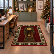 Grandfather Clock with Garland Christmas area rug in a home office beside a desk