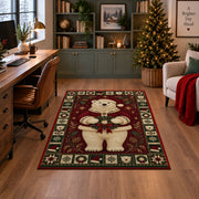 Polar Bear in Santa Coat Christmas area rug in a home office with a Christmas tree