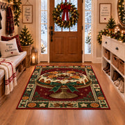 Glazed Christmas Fruitcake Christmas area rug in a Christmas-decorated entryway
