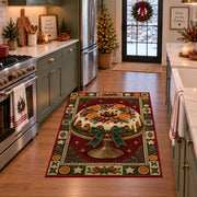 Glazed Christmas Fruitcake Christmas area rug in a holiday kitchen