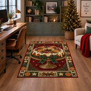 Glazed Christmas Fruitcake Christmas area rug in a home office with a Christmas tree