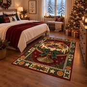 Glazed Christmas Fruitcake Christmas area rug in a bedroom with festive decor