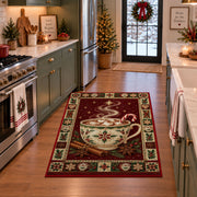 Hot Cocoa Mug Christmas area rug in a holiday kitchen