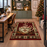 Hot Cocoa Mug Christmas area rug in a home office beside a desk