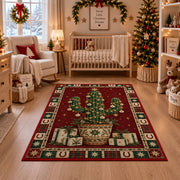 Christmas Cactus with Gifts Christmas area rug in a nursery with a crib