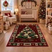 Yarn Ball Christmas Tree Christmas area rug in a nursery with a crib