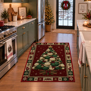 Yarn Ball Christmas Tree Christmas area rug in a holiday kitchen