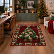 Yarn Ball Christmas Tree Christmas area rug in a home office with a Christmas tree