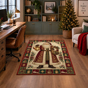 Vintage Santa with Lantern Christmas area rug in a home office with a Christmas tree