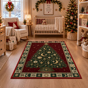 Celestial Christmas Tree Christmas area rug in a nursery with a crib