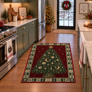 Celestial Christmas Tree Christmas area rug in a holiday kitchen