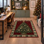Celestial Christmas Tree Christmas area rug in a home office beside a desk