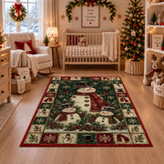 Snowman Family Christmas area rug in a nursery with a crib