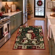 Snowman Family Christmas area rug in a holiday kitchen