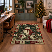Snowman Family Christmas area rug in a home office with a Christmas tree