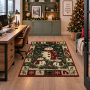 Snowman Family Christmas area rug in a home office beside a desk