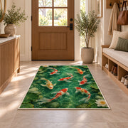Koi Pond with Lily Pads koi fish rug in an entryway