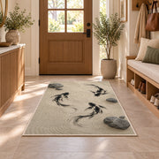 Zen Garden Koi koi fish rug in an entryway