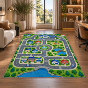 Police Station Town Road Map police rug in a home office beside a desk