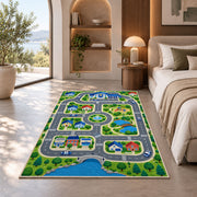 Police Station Town Road Map police rug in a bedroom with an arched window