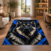 K9 Shepherd Graphic police rug in a home office beside a desk