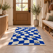 Wavy Checker with Patrol Cars police rug in an entryway