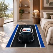 Police Car on the Road police rug in a bedroom with an arched window