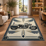 Police Motorcycle Art Deco police rug in a home office beside a desk