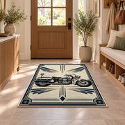 Police Motorcycle Art Deco police rug in an entryway