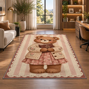 Teddy Bear Reading Book area rug in a home office beside a desk