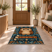 Owl on Stack of Books area rug in an entryway