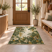 Tiger in Tropical Leaves tiger rug in an entryway