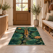 Tiger Crossing Lotus Pond tiger rug in an entryway