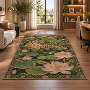 Tiger and Pink Lotus tiger rug in a home office beside a desk