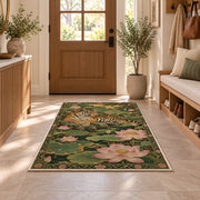 Tiger and Pink Lotus tiger rug in an entryway