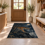Tiger in Bamboo Moonlight tiger rug in an entryway