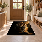 Tiger in Spotlight tiger rug in an entryway